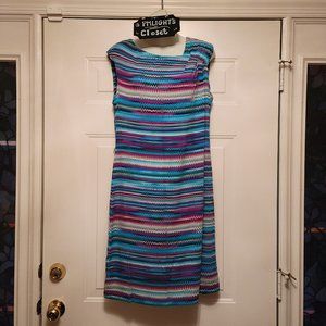 Calvin Klein Sleeveless Dress 12 Striped Blue Purple Pink